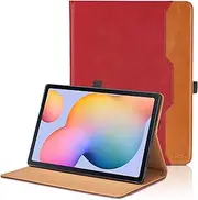 Case for Samsung Galaxy Tab S6 Lite 10.4" 2024/2022/2020 - [Hand Strap] Multi-Angle Viewing Stand PU Leather Tablet Case with Front Pocket Smart Cover SM-P620/P610/P613/P615/P619 - Red