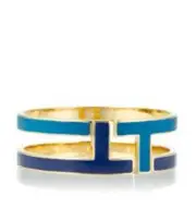 NEW Tory Burch Tripp Metal Bangle Bracelet Navy/Blue