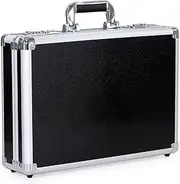 [Buyineast] Aluminum Briefcase Laptop Case Attache case Document Case with Dual Combination Lock Suitcase for Business Travel, Black