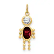 10K Yellow Gold January Boy Birthstone Charm