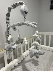 Little Haven Infant/Nursery Crib/Cot Hanging Musical Mobile Elephant WHT 0-5m