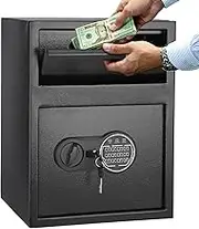 1.9 Cu.Ft Heavy Duty Drop Safe with Drop Slot for Business, Depository Safe for Money with Drop Slot, 13" x 11"x 9.8", Office Safe for Money and Mail, Black