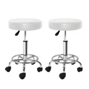 2 x Salon Stools - White