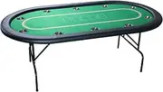 League Series Green 10 Seater Poker Table - Folding Steel Legs - Green Smooth Playing Surface - Steel Cup Holders - Gold Betting Line and Card Spots