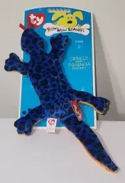 Ty Bow Wow Beanies - LIZZY the Lizard 11" Crinkle/Squeak Toy -RARE Retired