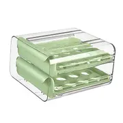 Double Layer Green Egg Storage Carton Drawer Fridge Organizer for Kitchen Use