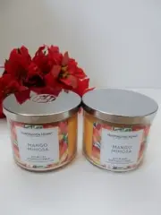 NEW HH 3 Wick Soy Blend MANGO MIMOSA Huntington Home Candle X 2 NEW!