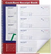 Professional Money and Rent Receipt Book Two Part Carbonless Copy Spiral...