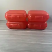 Tupperware Set of 4 Red Oyster Packable Clamshell Containers Trinkets New!