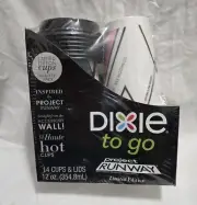 Dixie To Go Hot Cups Project Runway Limited Edition 14 Cups Lids 12oz Pink Blue