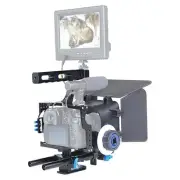 Video Camera Cage Stabilizer Kit With Matte Box & Follow Focus For Panasonic