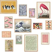 [Fardes] Aesthetic Maximalist Decor Prints for Wall Decor, Colorful Eclectic Home Decor Wall Aesthetic Poster Set, Aesthetic Pictures Wall Decor, Gallery Wall Art Set for Boho Room Decor