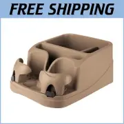 Beige Universal Fit Vehicle Console with Adjustable Cupholders & Coin Collectors
