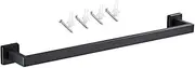 Hoopever SUS304 Stainless Steel Towel Bar 600mm / 24 Inches Black Towel Rail Rack Square Single Bar Bathroom Shelf Screw Wall Mounted Towel Holder, 20 Years Warranty