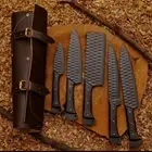CUSTOM HANDMADE DAMASCUS STEEL CHEF KNIFE SET KITCHEN KNIVES SET COMES BAG