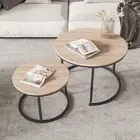 FOUBAM Round Nesting Coffee Table Set of 2 End Tables for Living Room Balcony...