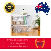 30L Clear Modular Storage Containers Large Capacity Stackable Organisers AUstock
