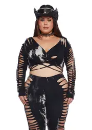 [Club Exx] Plus Surreal Mirage Wrap Top
