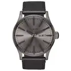 Nixon A105-1531-00 Sentry Leather (Gunmetal/Black) Luxury Leather Analog Watch