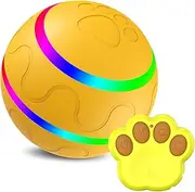 Pet Bounce Ball for Cats & Dogs, Duraspin Smart Dog Ball, Smart Dog Puppy Bouncing ToyBall Electronic Interactive Pet Moving, Interactive Dog Toys Self Bouncing Balls (Yellow)