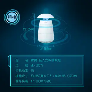 聲寶 吸入式UV捕蚊燈(情境燈) ML-JB07E 超取限2台