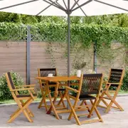 Folding Garden Chairs 4 pcs Black Solid Wood Acacia