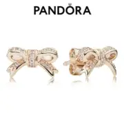 New Genuine Authentic Pandora Rose Gold Sparkling Bow Stud Earrings ~280555CZ
