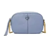 Tory Burch McGraw Pebbled Leather Camera Bag Crossbody ~NWT~ Bluewood