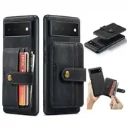 JEEHOOD For Google Pixel 7 Wallet Leather Case with Detachable Ultra Slim RFID Blocking Back Card Holder (Black)