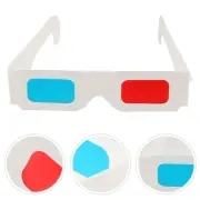 100 Pcs 3D Red and Blue Glasses Clear Frame Stereoscopic Paper Eyeglasses Child