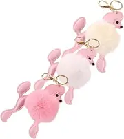 [BESTYASH] 3pcs Poodle Pom Pom Keychains Dog Shape Bag Decor Pet Accessories for Daily Use