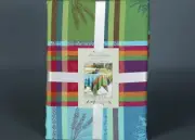 STOF PROVENCE TURQUOISE/GREEN Jacquard 100% Cotton Tablecloth 63”x137” France