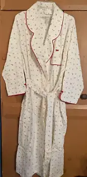 VTG Crabtree & Evelyn Cotton Kimono Robe Full Length M Rosebud Pattern Tie Front