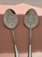 Husband & Wife Tablespoon Set - Good Morning Beautiful/Handsome - New- Set Of 2