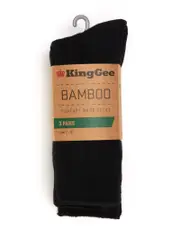 King Gee 3 Pack Bamboo Comfort Work Socks Black