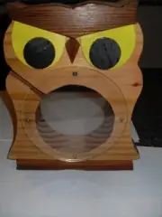 MONEY BOX WOODEN OWL HANDMADE NEW