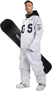 [GSOU SNOW] Men One Piece Ski Jacket Suit Snowsuit Snowboard Windproof Waterproof Jumpsuit for Skiing hooded Warm