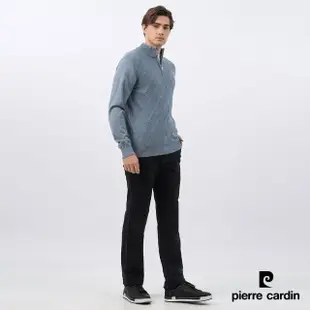 【pierre cardin 皮爾卡登】商務休閒 男款 混紡羊毛半高領拉鍊毛衣-灰籃色(5235471-36)