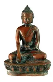 Statue Buddha Shakyamuni Brass Antique Of 14.5 CM And 0,650 KG #1698