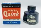 Vtg Parker Quink Box & Black Ink Bottle WWII For V Mail New Old Stock 2oz Vtg