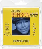 Thomastik-Infeld GB112 Jazz Guitar Strings: George Benson 6 String Set - Pure Nickel Flat Wounds E, B, G, D, A, E Set