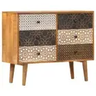 Sideboard with Printed Pattern 90x30x70 cm Solid Mango Wood vidaXL