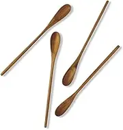 FAAY - Long Handle Spoon, 9.5" Ice Tea Spoon, Handcrafted from High Moist Resistance Teak Wood, Iced Teaspoon for Mixing, Cocktail Stirring, Tea, Coffee, Milkshake, Cold Drink, Set of 4