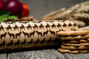 Wooden Rolling Pin Engraved Roller Embossed dough German Shepherd pattern