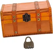 KAILIKETIY Box Vintage Wooden Treasure Chest Small Keepsake Box with Lock for Jewelry and Trinkets Decorative Storage for Adults Craftsmanship with Retro Charm
