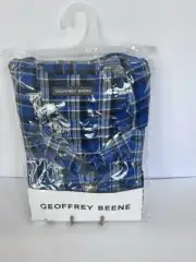 Geoffrey Beene XL Long Sleeve Long Leg Blue Plaid Flannel Pajamas