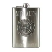 Custom Engraved Firefighter Flask with Gift Box + 2 Cups + Filling Funnel!