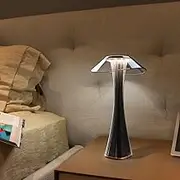 Cordless Table Lamp, 3 Color Modes & Stepless Dimmable LED Touch Lamp, USB Rechargeable Bedside Lamp, for Bedroom, Party Dinner Christmas Creative Shape Decorative (Gray)