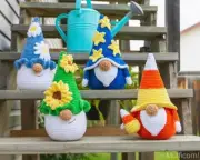 Crochet bundle Four Plushie gnomes, Crochet pillow, Big Crochet Plush gnome