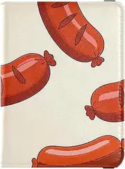 [Amooorous] Cartoon Red Sausage Leather decorative Passport Holder Covers Case Vaccine Case Protector Cover Travel Passport Wallet With Vaccination Card Slot Waterproof, Cartoon red sausage, 1 size